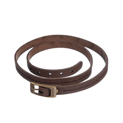 Pulseira em Couro Oração de Pai Nosso - Pequeno -