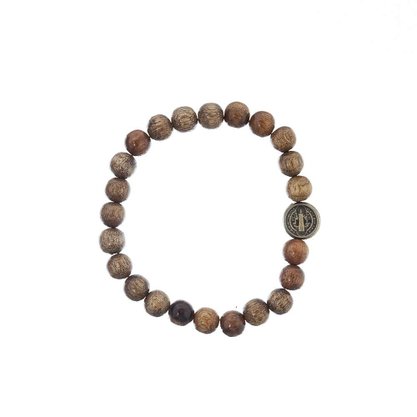 Pulseira Homem de Fé - São Bento - Madeira -