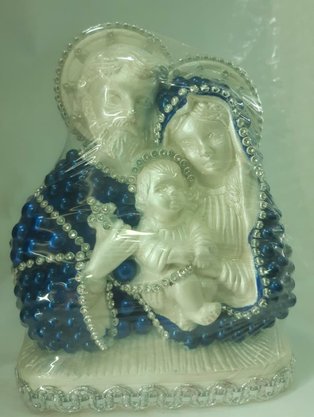 Sagrada Família com 13 cm - Imagem Branca com Pérolas -