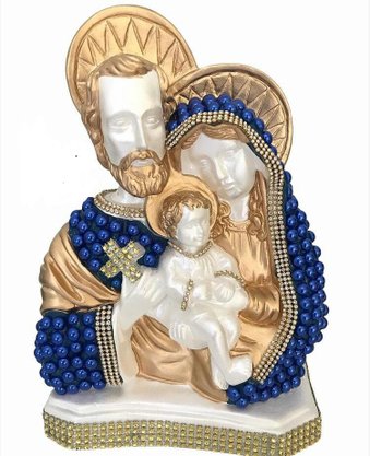 Sagrada Família com 30 cm - Imagem Branca com Pérolas