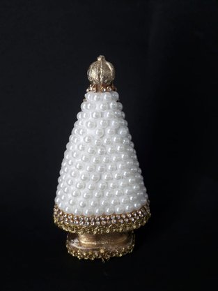 Santa com Pérolas - 10 cm - N. S. Aparecida - Imagem Branca -