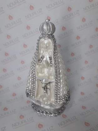 Santa com Pérolas - 10 cm - N. S. Aparecida - Imagem Branca -
