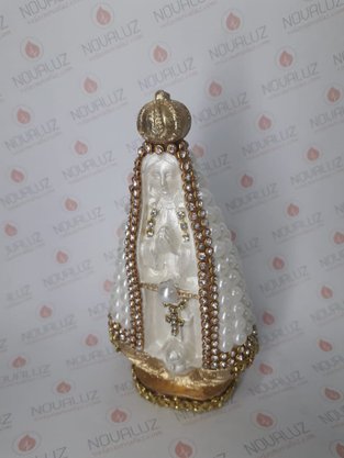 Santa com Pérolas - 10 cm - N. S. Aparecida - Imagem Branca -
