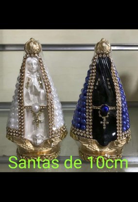 Santa com Pérolas - 10 cm - N. S. Aparecida - Imagem Preta -