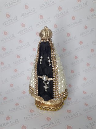 Santa com Pérolas - 10 cm - N. S. Aparecida - Imagem Preta -