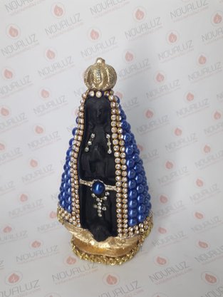 Santa com Pérolas - 10 cm - N. S. Aparecida - Imagem Preta -