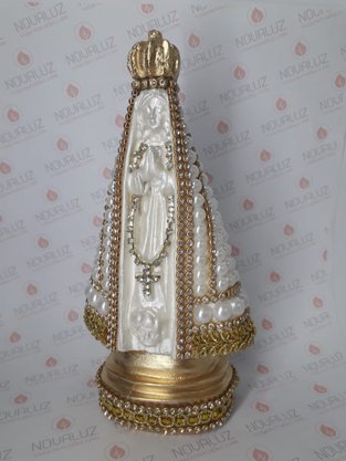 Santa com Pérolas - 15 cm - N. S. Aparecida - Imagem Branca -