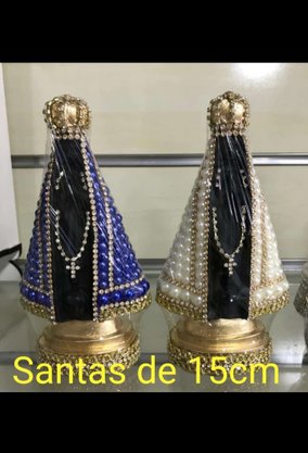Santa com Pérolas - 15 cm - N. S. Aparecida - Imagem Preta -