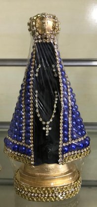 Santa com Pérolas - 15 cm - N. S. Aparecida - Imagem Preta -