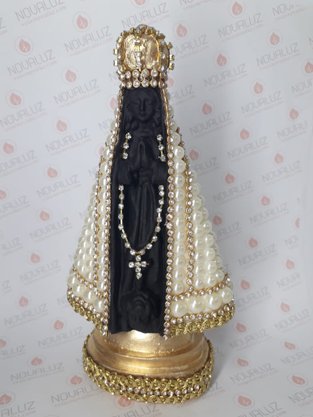 Santa com Pérolas - 15 cm - N. S. Aparecida - Imagem Preta -