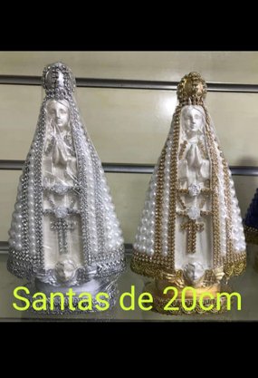 Santa com Pérolas - 20 cm - N. S. Aparecida - Imagem Branca -