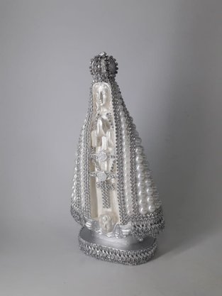 Santa com Pérolas - 20 cm - N. S. Aparecida - Imagem Branca -