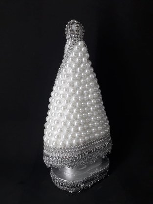 Santa com Pérolas - 20 cm - N. S. Aparecida - Imagem Branca -