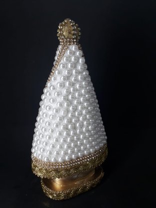 Santa com Pérolas - 20 cm - N. S. Aparecida - Imagem Branca -