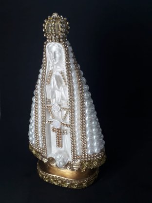 Santa com Pérolas - 20 cm - N. S. Aparecida - Imagem Branca -