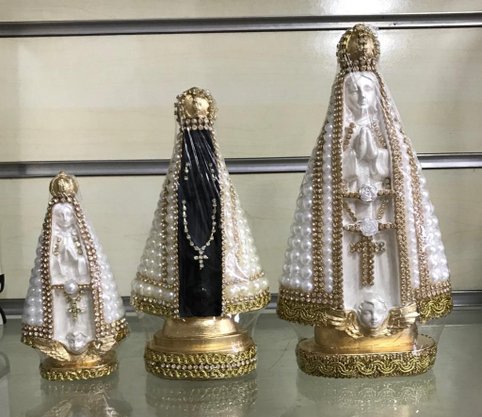 Santa com Pérolas - 20 cm - N. S. Aparecida - Imagem Preta -