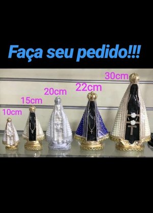 Santa com Pérolas - 20 cm - N. S. Aparecida - Imagem Preta -