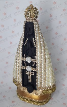 Santa com Pérolas - 20 cm - N. S. Aparecida - Imagem Preta -