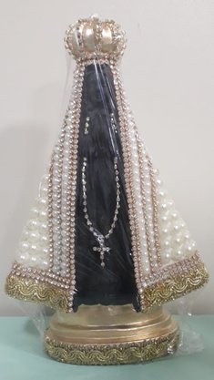 Santa com Pérolas - 22 cm - N. S. Aparecida - Imagem Preta -