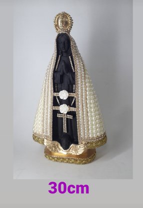 Santa com Pérolas - 30 cm - N. S. Aparecida - Imagem Preta -