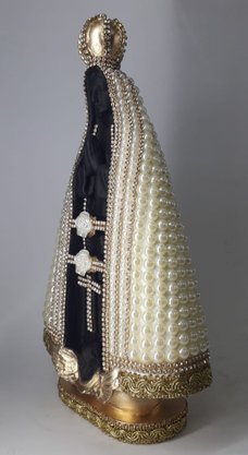 Santa com Pérolas - 30 cm - N. S. Aparecida - Imagem Preta -