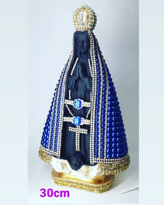 Santa com Pérolas - 30 cm - N. S. Aparecida - Imagem Preta -