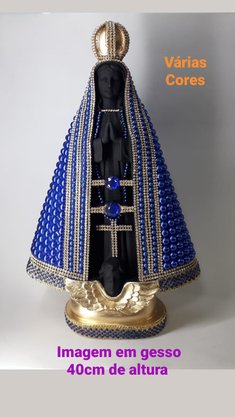 Santa com Pérolas - 40 cm - N. S. Aparecida - Imagem Preta -