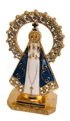 Santinha Nossa Senhora Aparecida P/ Painel Carro Dupla Face com Coroa de Strass