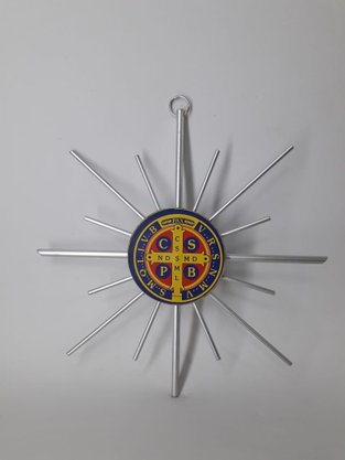 Adorno São Bento de Metal 15 cm -