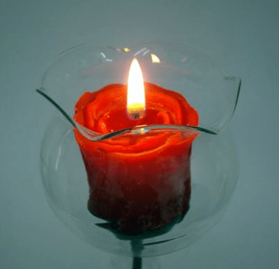 Solitário de Vidro + Botão de Rosa Perfumada - Grande -