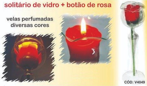 Solitário de Vidro + Botão de Rosa Perfumada - Grande -
