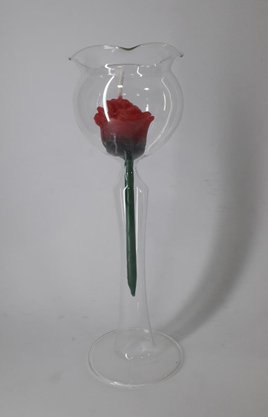 Solitário de Vidro + Botão de Rosa Perfumada - Pequeno -