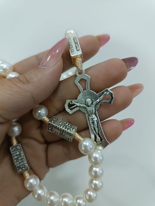 Terço em Perola contemplando mistérios Nossa Senhora Aparecida -