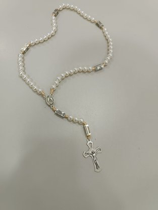 Terço em Perola contemplando mistérios Nossa Senhora Aparecida -