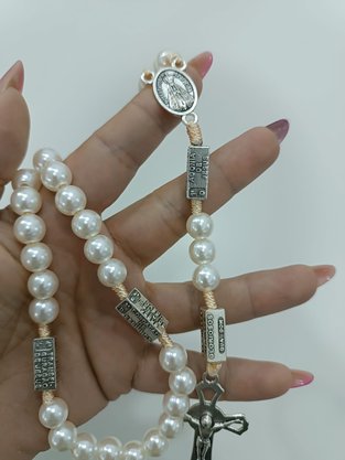 Terço em Perola contemplando mistérios Nossa Senhora Aparecida -