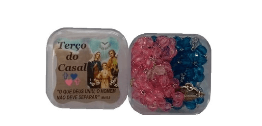 Terço Irisado Casal - Caixinha de Acrílico -