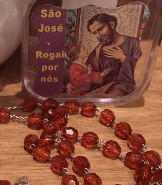 Terço Irisado São José - Caixinha de Acrílico -