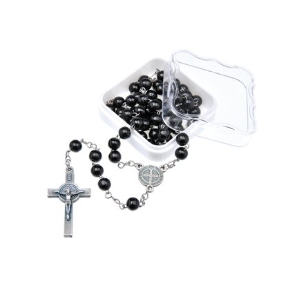 Terço na Corrente Inox - Triângulo e Crucifixo de São Bento -
