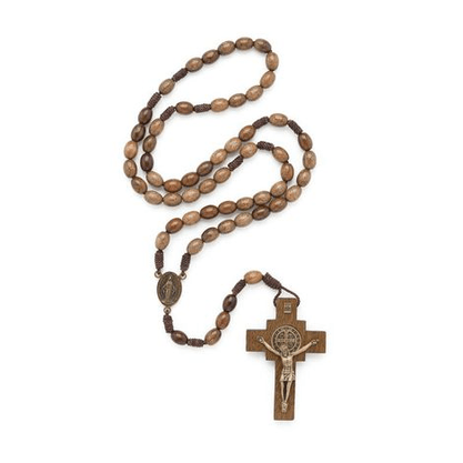 Terço no Cordão com Crucifixo de São Bento Imbuia -