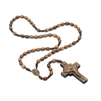 Terço no Cordão com Crucifixo de São Bento Imbuia -