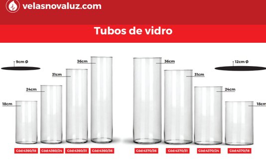 Tubo de Vidro para Castiçal - 09 x 18 cm -