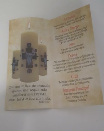 Mini Círio Pascal Fino - Adesivado - Cordeiro 02 - Diâmetro 4,4 cm -