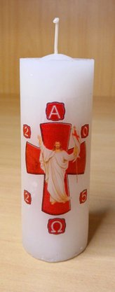 Mini Círio Pascal Fino - Adesivado  - Cristo 01 - Diâmetro 4,4 cm -