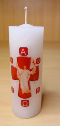 Mini Círio Pascal Fino - Adesivado  - Cristo 01 - Diâmetro 4,4 cm -
