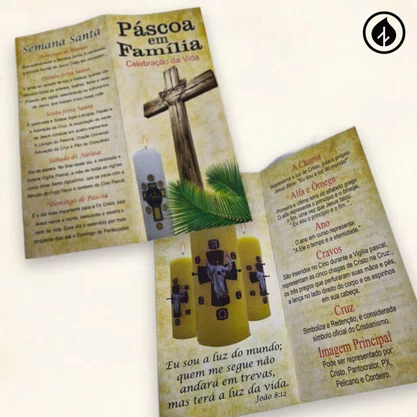 Mini Círio Pascal Grosso - Adesivado - Cordeiro 01 - Diâmetro 5,7 cm -