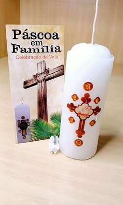 Mini Círio Pascal Médio - Adesivado - Cordeiro 01 - Diâmetro 5 cm -