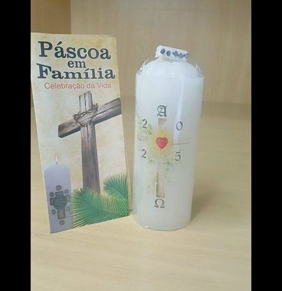 Mini Círio Pascal médio - Adesivado - Sagrado Coração 01 - Diâmetro 5 cm -