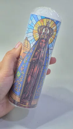 Vela Média Votiva - 5 x 15 cm - N. S. Aparecida (modelo 3)