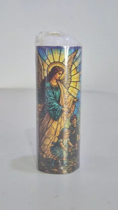 Vela Média Votiva Vitral - 5 x 14 cm - Anjo da Guarda