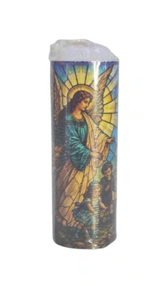 Vela Média Votiva Vitral - 5 x 14 cm - Anjo da Guarda